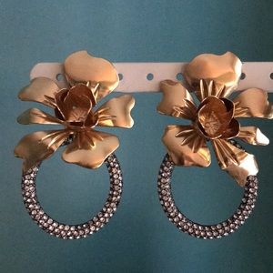 J. Crew Silver and Gold Flower Hoop